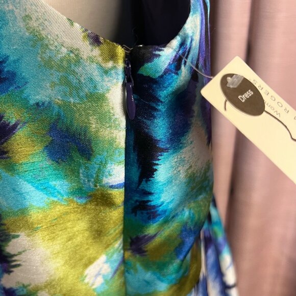 NWT Kim Rogers Women Plus  24W Water Color Sleeveless Dress Midi Career Event - Picture 8 of 16